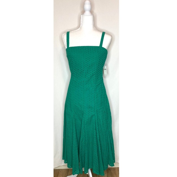 50% off NWT Anthropologie Maeve green eyelet dress 10 Medium free shipping - Picture 5 of 14